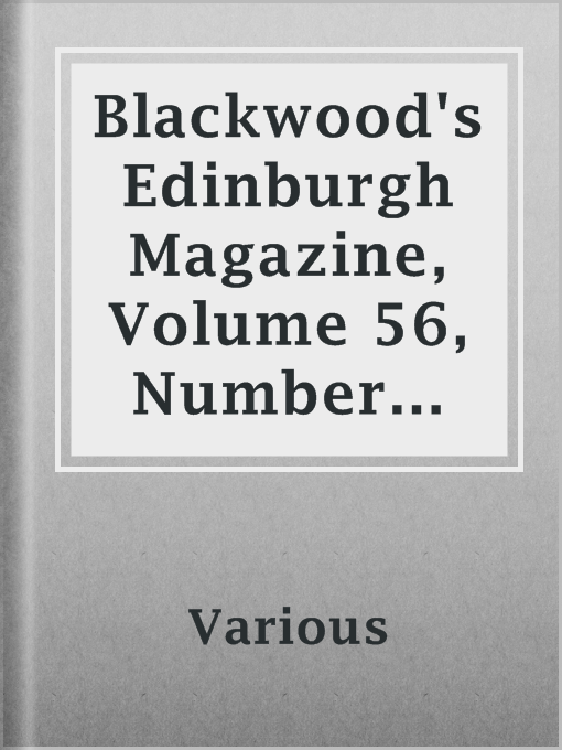Cover image for Blackwood's Edinburgh Magazine, Volume 56, Number 347, September, 1844